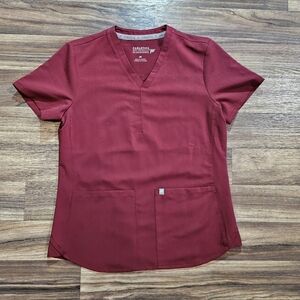 Fabletics Scrub Top Fitted Women's XS, Maroon Medical Uniform